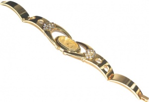 1990s Pierre Louis Gold Tone Diamante Bracelet Watch